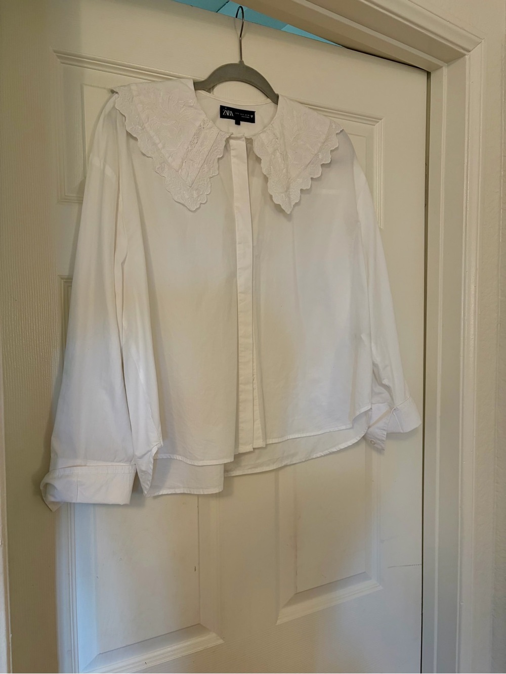 Zara Peter Pan Embroidered Top